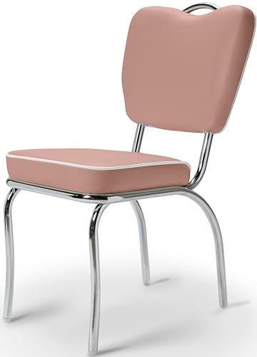 Bel Air Stuhl Set 2er Küchenstühle Esszimmerstühle – Komfortable Dinerstühle im Retro Design – Vielseitige Polsterstühle für Büro, Küche, Lounge & Gastronomie (Dusty Rose)
