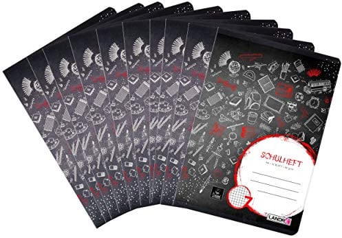 Landré Schulheft A4, 32 Blatt, Lineatur 7, kariert, 10 Stück