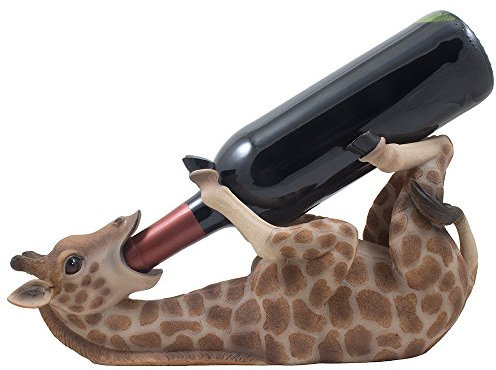 Drinking Giraffe Wine Bottle Holder Statue in African Jungle Safari Sculptures and Figurines Decor & Wildlife Animal Wine Racks and Stands Gifts