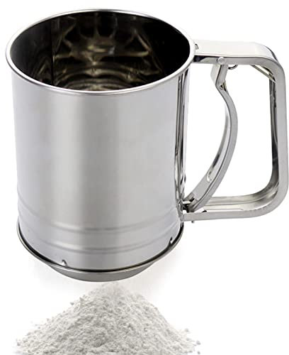 Mehl- Und Puderzuckersieb Mit Griff, Einhand Mehlsieb Mehl Und Puderzuckersieber Edelstahl Mehlsieb Feinmaschiges Sieb Fassungsvermögen Handsieb Puderzuckerstreuer Shaker Sieb Tasse Für Puderzucker e