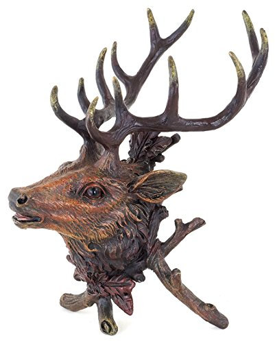 Kunst & Ambiente - Wiener Bronze - Hirsch - Tierfigur - Hirschtrophäe - Waidmannsheil - Jagdfigur - Rothirsch - handbemalter Hirschkopf - Vienna - Bronzefigur - Wien