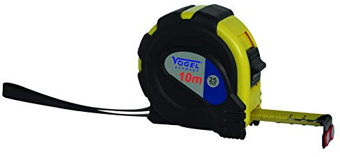 Vogel Germany Mètre ruban de poche (longueur 10 m, section 25 mm, avec points magnétiques, boîtier caoutchouté résistant aux pliures 141010