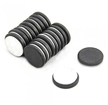 Y10 Ferrite Magnet with Self Adhesive Foam for Arts, Craft, Science and DIY - 20mm dia x 3mm thick - 0.6kg Pull - Pack of 20