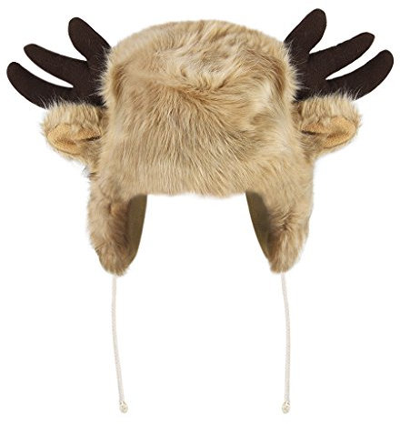 YJZQ Bonnet Cache-Oreilles Chapka Unisexe Forme Andouiller Chapeau Protection Tête Taureau Cagoule Trappeur Chaud Noël Casquette Cerf Jaune 56-59cm