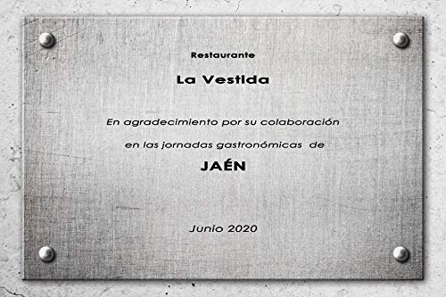 Placa Conmemorativa de aluminio personalizada 18,00 cm x 13,00 cm | Especial Conmemoraciones y Homenajes | Aluminio 3 mm resistente
