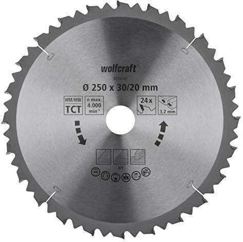 wolfcraft TC Cross and Mitre Cut Saw Blade, brown series I 6552000 I Fast, rough cuts
