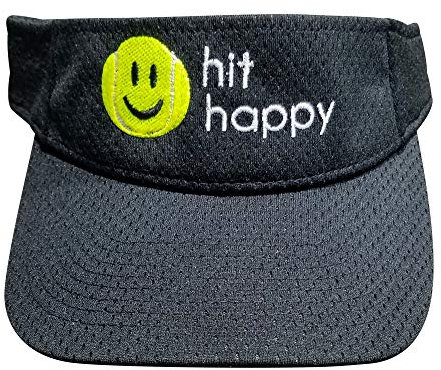 Tennisvisier Hit Happy, Verstellbarer Gurt, perfekt für den Platz oder auf dem Platz - Schwarz -