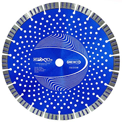 Mexco GPX10-15 General Purpose Concrete Diamond Blade, Cutting Disc for Non-Abrasive Building Materials - 300mm, 15mm Segment Height