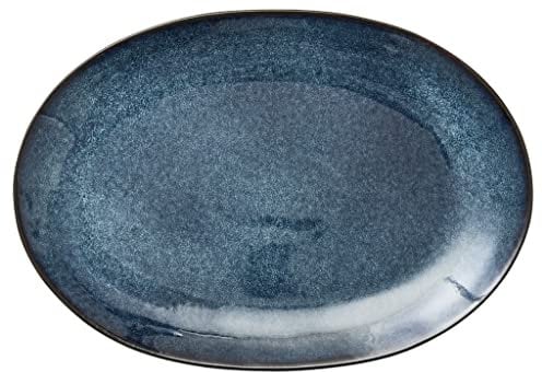 BITZ Servierplatte aus Steinzeug, 45 x 34 cm, Schwarz/Dunkelblau