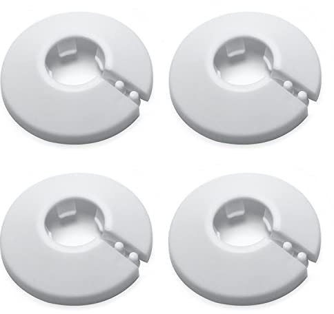 MroMax Passend für 1,27 cm Durchmesser Flansch-Wasserrohrabdeckung – weißer Kunststoff-PP-Rohrmanschette für Heizkörperdekoration – 16 mm – 4 Stück