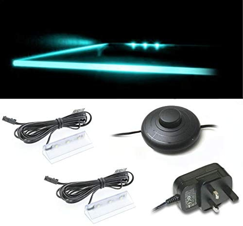 Furneo Set of 2 LED Glass Edge Lighting Clips in White [Energy Class A]