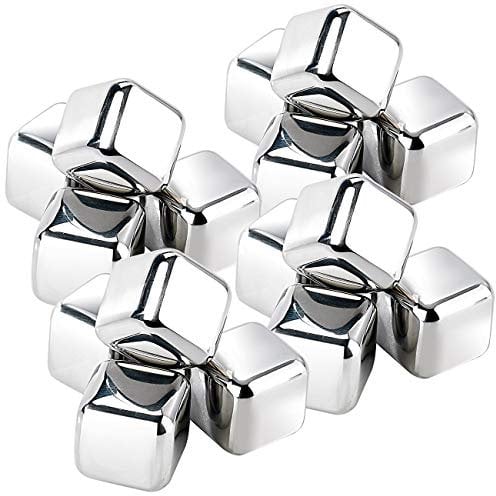 Rosenstein & Söhne Eiswürfel Metall: XL-Dauer-Eiswürfel aus Edelstahl für Whisky & Co., 16 Stück je 25 mm (Kühlwürfel Edelstahl, wiederverwendbar, Flaschenkühler)