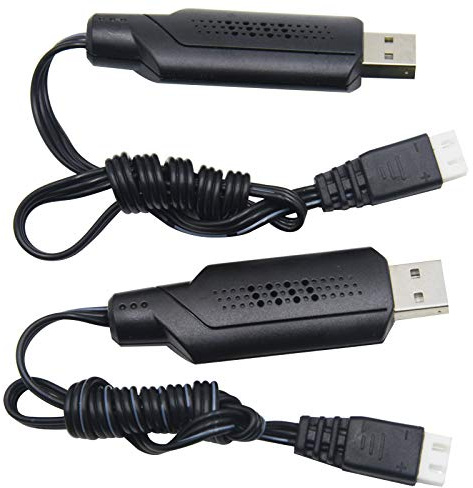 Blomiky 2 Pack 9125 7.4V 1.3A Lithium Battery Charger Cable with XH-3P Plug for Q903 9125 SCX24 1/10 1/12 1/16 1/14 1/18 Scales RC Car Truck Boat Drone 7.4V 2S Lipo or Li-ion Battery 9125 USB 2