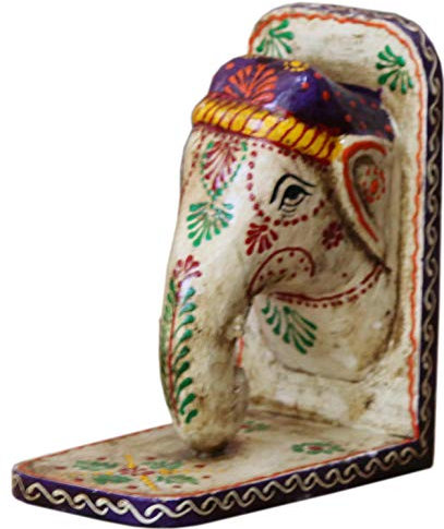 GURU SHOP Buchstützte Elefant - Weiß, 15x14x8 cm