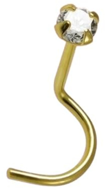 I NASENPIERCING mit echtem Diamant + 585er Echtgold I Maße 0,8 x 6 x 1,4 mm I Die Echtheit des nebenstehend beschriebenen Artikels wird hiermit garantiert I POLI 46006 I