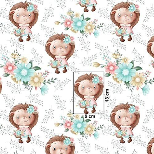 Pingianer 11,99€/m Igel Igelmädchen 100% Baumwolle Baumwollstoff Kinder Meterware Handwerken Nähen Stoff (100x160cm)