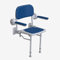 AKW Wall Mounted Foldable Shower Seat for Elderly, Padded Back & Armrests, Compact with Strong Height Adjustable Sturdy Legs