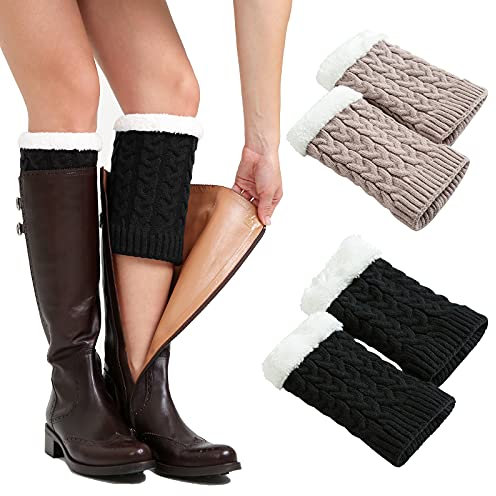 PHOGARY 2 Paare Stulpen Damen Winter Beinwärmer, Stricken Häkelarbeit Kurze Knopf Pulswärmer Leg Warmers Mädchen Stiefel Boot Abdeckung für Winterwärmer