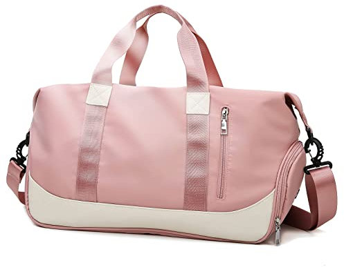 Keyck Bolsa Deporte con Compartimento Zapatos y Bolsillo Húmedo, Bolsa de Deporte para Hombre y Mujer, Bolsa de Viaje Grande Macuto Deporte, Impermeable Mochila Gimnasio Fin de Semana, Natación, Rosa