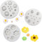 Blumen Kuchen Fondant Formen Mini Blumen Silikon Formen Gänseblümchen Silikon Mould 3D Blumen Form Silikon Backform für Candy Schokolade Fondant Kuchen Dekoration DIY Backen Dekoration, 3 Stück