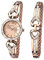 Sekonda Womens 26mm Classic Analogue Rose Gold Stone Set Bezel Watch with Heart Shaped Bracelet Gift Set