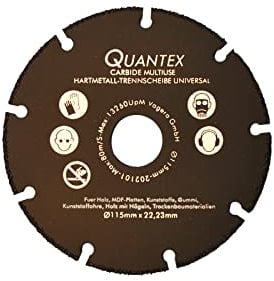 Hartmetall Flexscheibe für Holz von QUANTEX 115mm - Winkelschleifer Multi Wheel Trennscheibe zum Schneiden von Holz, Kunststoff und Plastik.