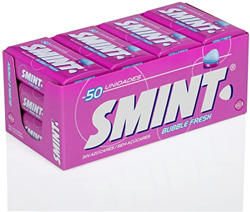 Smint Tin Bubblefresh, Caramelo Comprimido Sin Azúcar - 12 unidades de 35 gr. (Total 420 gr.)