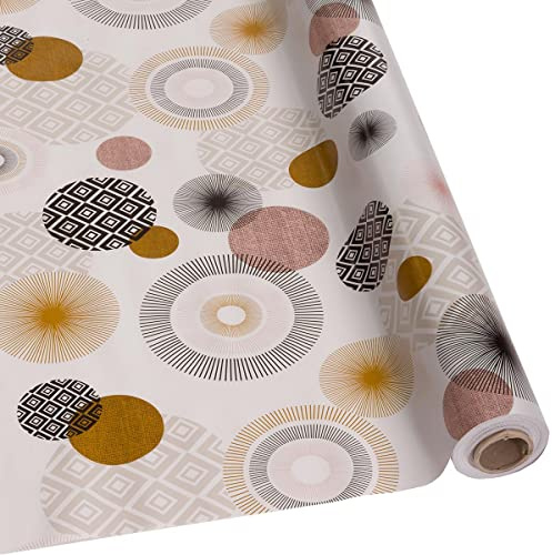 DéVa Wachstuchtischdecke Kreise grafisch gelb in 1,4m Breite (Meterware) - PVC Wachstuch - Outdoor und Indoor Tischdecke