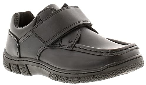 Rockstorm Artful Boys School Shoes - Primary School Boys Black Shoes. Academic Footwear for Kids with Touch Fastening Strap. Durable Kids Footwear Black 12 Child UK