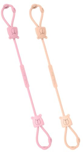 Vicloon Cup Catcher, 2 Stück Sicherheitsgurte Für Spielzeug,Trinkbecher Halteriemen Verstellbarer für Kinderwagen/Babytrage/Autositz, 100% Lebensmittelqualität Silikon, BPA-frei(Rosa + Apricot)