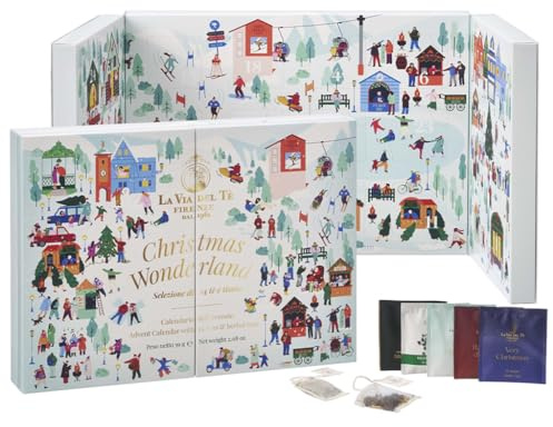 La Via del Te - Calendario Dell' Avvento Natale 2025 - Set Regalo Selezione di 24 bustine filtrofoglia contenenti tè foglia intera e tisane - Edizione Limitata