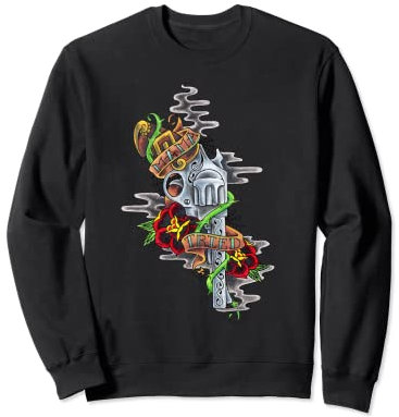 T-Shirt mit Revolver und Rosen Sweatshirt