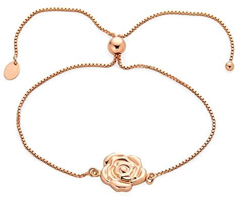 Bling Jewelry De Délicates Fleurs De Jardin Ouvertes Bracelet Bolo Pour Femmes Plaqué Or Rose .925 Argent Sterling Ajustable