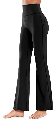 Flatik Damen Schlaghose Yogahose, Bootcut Yogahose Lange Sporthose ,Hohe Taille Flare Fitness Training Hosen Jogginghose L