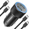 Chargeur Allume Cigare USB C Rapide 60W, Double PD Chargeur Voiture USB C Adaptateur Prise Allume Cigare USB Chargeur Telephone Voiture avec 2X Câble pour Samsung Galaxy S23 S22 S21,iPhone 15 Pro Max