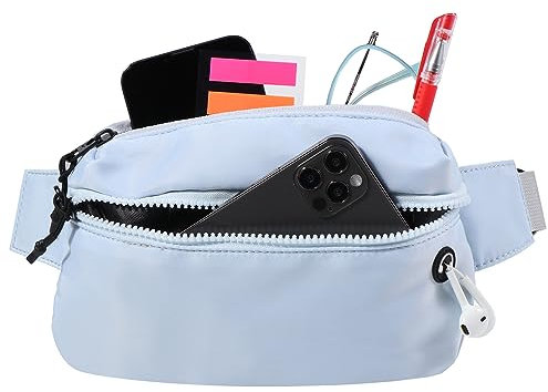 Vinabo Sac Banane Homme Femme Banane avec Prise Casque et 2 Poches Chic Sac Banane Ceinture Réglable pour Taille pourd'entraînement en Plein Air Randonnée Camping