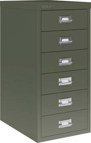 Bisley Multidrawer Schubladenschrank aus Metall mit 6 Schubladen DIN A4 ohne Sockel - Farbe: Olivgrün