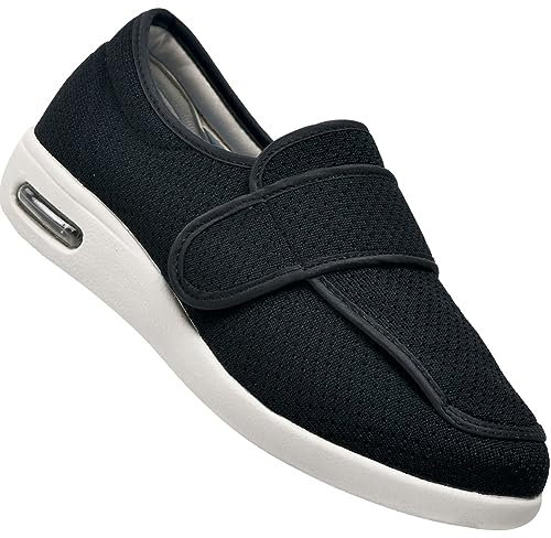 Chaussures pour Pied Gonflé Oedeme Chaussons Elargissement Réglable Respirantes avec Soutien Chaussures de Marche à Enfiler à Coussin d'air pour Femmes (Color : Black, Size : 42 EU)