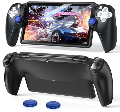 FYOUNG Protective Case for Playstation Portal, Silicone Soft Cover Case with Full Protection and Non-Slip Thumb Grips Accessories Kit for PS Portal - Black