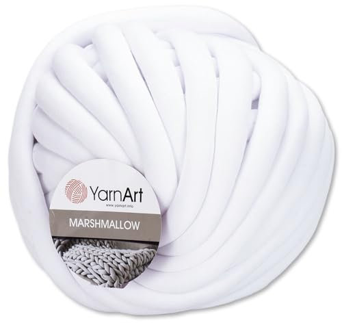 Frida's Wollhaus YarnArt 750 g Marshmallow Handstrickgarn Jumbogarn Teppich Decken 17 Farben (901 | Weiß)