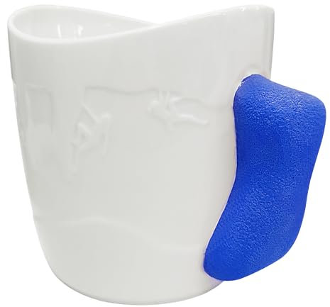 TWO STONES Keramik Klettern Tasse | Klettern Kaffeetasse | Klettertasse als Klettern Geschenk für Kletterer, spülmaschinen- und mikrowellengeeignet (weiß+blau)