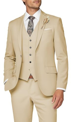 Wangyue Costume 3 pièces pour Homme - Coupe ajustée - Costume d'affaires Formel - Marié, Bal, Smoking, dîner, Champagne, XX-Large