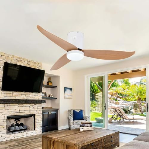 Fachae 36 Pulgadas Ventilador De Techo Con Luz Silencioso 6 Velocidades Lampara Ventilador Techo Dormitorio Regulable Reversible Ventilador Techo Woodgrain Grande 3 Aspas Inteligente-36In