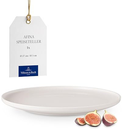 Villeroy & Boch - Piatto da cena Afina in porcellana premium, piatto per portate principali, Made in Germany, lavabile in lavastoviglie e adatto al microonde, impilabile, bianco