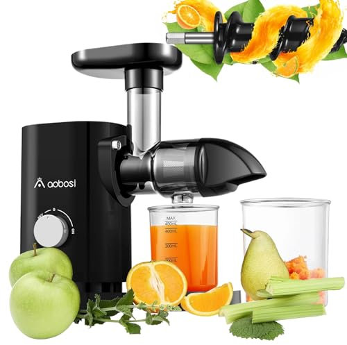 Extracteur de jus AOBOSI-Extracteur à jus lent avec 2 modes de vitesse-Presse-agrumes avec vis sans fin à 7 étages-Extracteur de jus de fruits et légumes avec brosse de nettoyage et 2 gobelets.