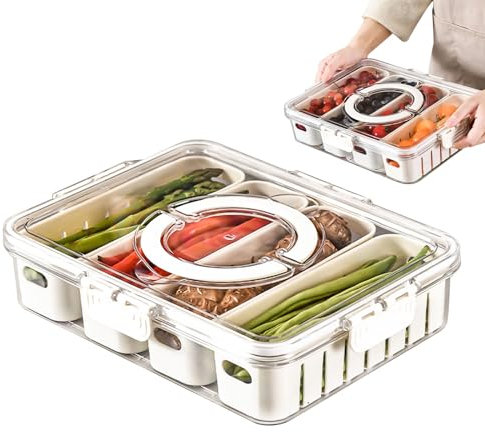 MLKLDOU Organizador de nevera, contenedor de almacenamiento de frutas y verduras, contenedores organizadores de refrigerador con tapas y asa, organizador apilable para nevera, cajas organizadoras