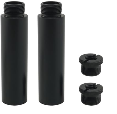 Ruiwaer 4PCS Black Mic Stand Extension Tube Microphone Extension Pipe Microphone Stand Extender for Desk Boom Arm Stands with 2 Nuts, 2 Extension Rod
