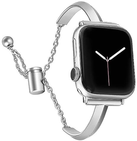 Bracelet Remplacement pour Apple Watch, Bracelet en acier inoxydable bracelet femme Bijoux für Apple Watch 42mm/44mm/45mm/49mm iWatch SE(2)/9/8/7/6/5/4/3/2/1&Ultra Séries (ARGENT, 38/40/41MM)