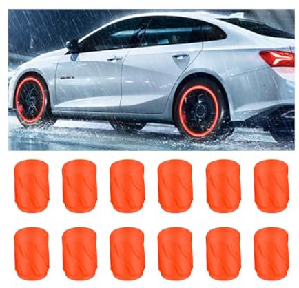 Adunsiaoto 12 Stück Autoleuchtende Ventilkappen, Fluoreszierende Autoreifen-Ventilkappe, Leuchtende Autoreifen-Luftkappen-Abdeckung Für Automobile Motorräder(Orange)