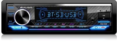 Caliber Radio de Coche Bluetooth 1DIN, Sintonizador FM, 4x100W, USB/Micro SD, Carga 2.1A, Entrada Aux, Manos Libres, Micrófono Externo, Salida RCA, Compatible con MP3/WMA/APE/FLAC